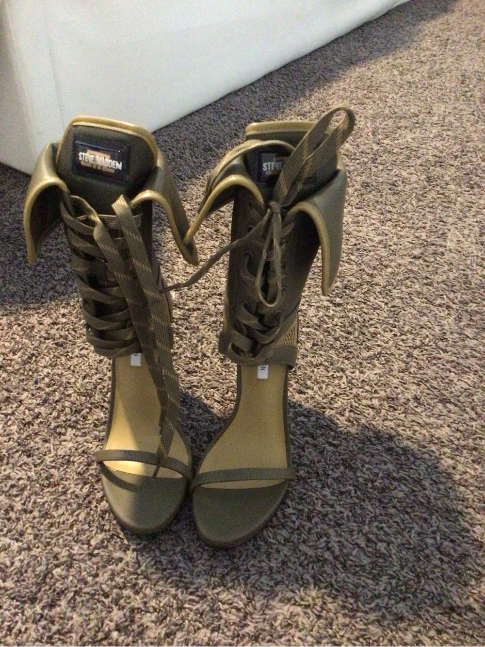 Steve Madden Olive Green Lace-Up Stiletto Sandals